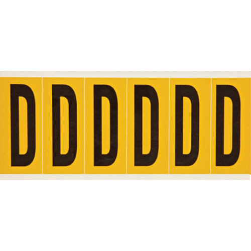 Brady 1550-D Individual Number and Letter Labels, D, 3" H, Black on Yellow