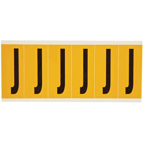Brady 1550-J &eacute;tiquettes de lettres et chiffres individuels, J, 3" h, Noir sur jaune