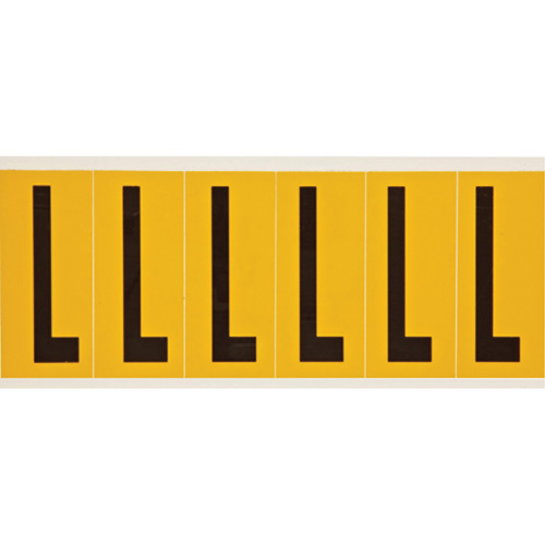 Brady 1550-L Individual Number and Letter Labels, L, 3" H, Black on Yellow