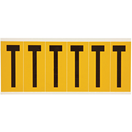 Brady 1550-T &eacute;tiquette de lettres & chiffres individuels, T, 3" h, Noir sur jaune