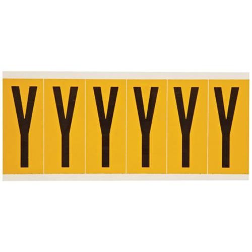 Brady 1550-Y Individual Number & Letter Labels, Y, 3" H, Black on Yellow