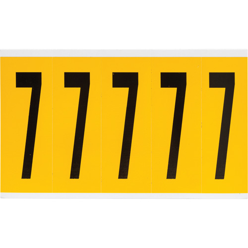 Brady 1560-7 Individual Number and Letter Label, 7, 4" H, Black on Yellow