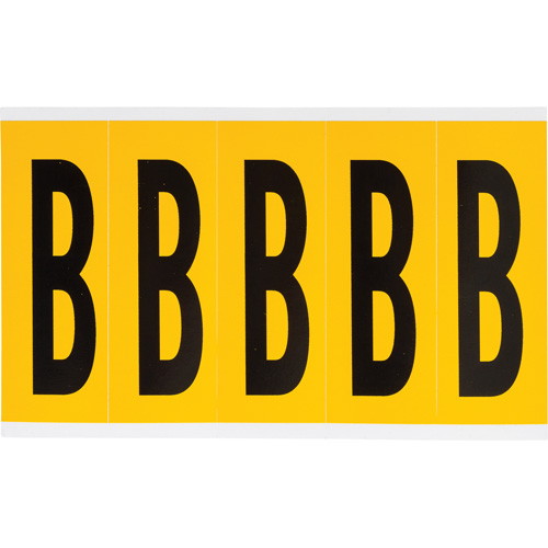 Brady 1560-B &eacute;tiquettes de lettres et chiffres individuels, B, 4" h, Noir sur jaune