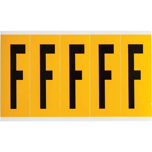 Brady 1560-F &eacute;tiquettes de lettres et chiffres individuels, F, 4" h, Noir sur jaune