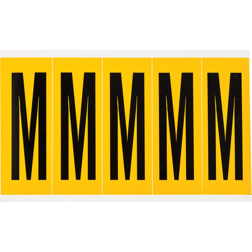 Brady 1560-M Individual Number & Letter Labels, M, 4" H, Black on Yellow