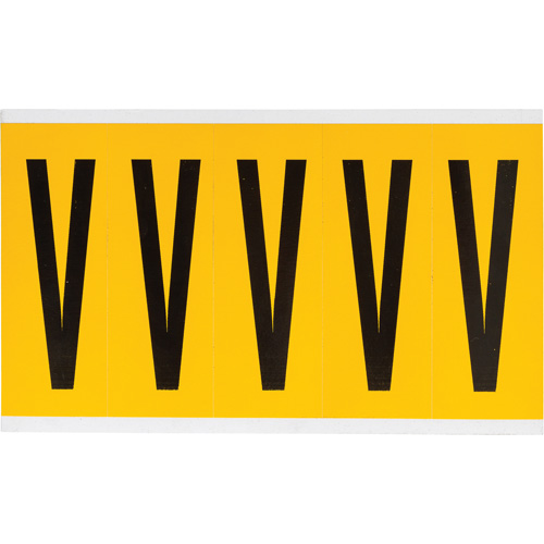 Brady 1560-V &eacute;tiquette de lettres & chiffres individuels, V, 4" h, Noir sur jaune
