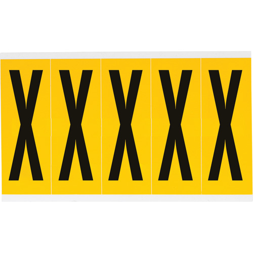 Brady 1560-X Individual Number & Letter Labels, X, 4" H, Black on Yellow