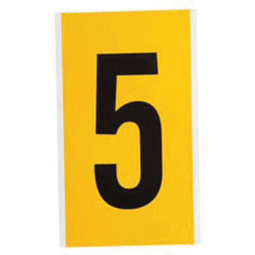 Brady 1570-5 Individual Number and Letter Label, 5, 6" H, Black on Yellow