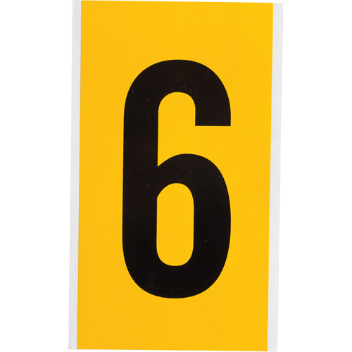 Brady 1570-6 Individual Number and Letter Label, 6, 6" H, Black on Yellow