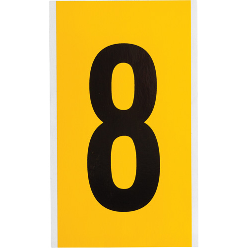 Brady 1570-8 Individual Number and Letter Labels, 8, 6" H, Black on Yellow