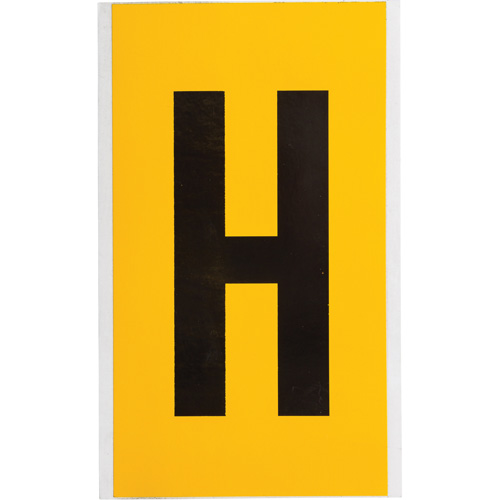 Brady 1570-H Individual Number and Letter Label, H, 6" H, Black on Yellow