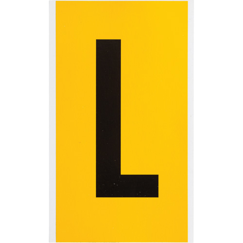 Brady 1570-L Individual Number and Letter Label, L, 6" H, Black on Yellow
