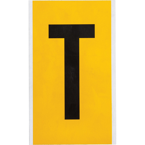 Brady 1570-T &eacute;tiquette de lettre & chiffre individuel, T, 6" h, Noir sur jaune
