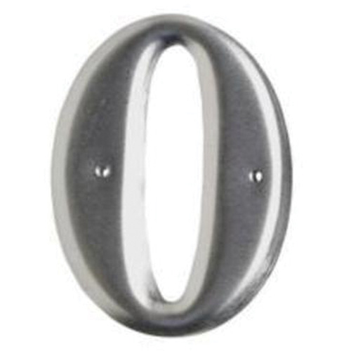 Brady 1600-0 Aluminum Embossed Number and Letter Labels, 0, 3" H, Silver