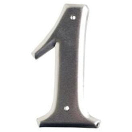 Brady 1600-1 Aluminum Embossed Number and Letter Labels, 1, 3" H, Silver