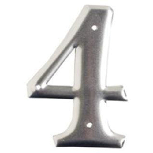 Brady 1600-4 Aluminum Embossed Number and Letter Labels, 4, 3" H, Silver