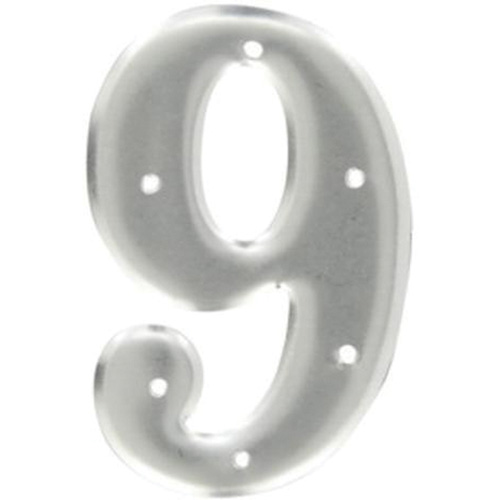 Brady 1600-9 Aluminum Embossed Number and Letter Labels, 9, 3" H, Silver