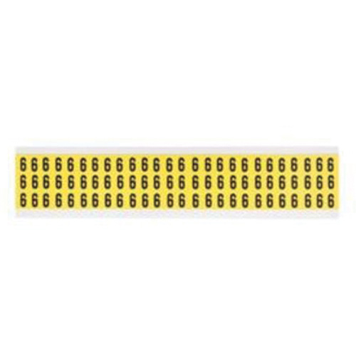 Brady 3410-6 Repositionable Individual Number and Letter Labels, 6, 3/8" H, Black on Yellow