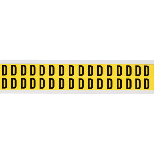 Brady 3420-D Repositionable Individual Number and Letter Labels, D, 5/8" H, Black on Yellow