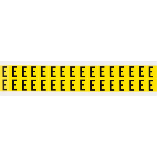 Brady 3420-E &eacute;tiquettes de lettres et chiffres individuels repositionnables, E, 5/8" h, Noir sur jaune