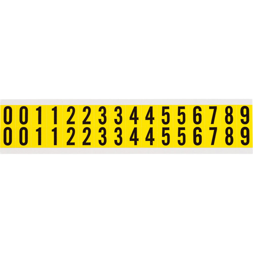 Brady 34210 Repositionable Individual Number and Letter Labels Set, 0 to 9, 5/8" H, Black on Yellow