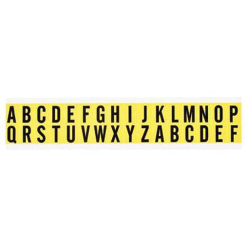 Brady 34238 Repositionable Individual Number and Letter Labels Set, A/B/C/D/E/F/G/H/I/J/K/L/M/N/O/P/Q/R/S/T/U/V/W/X/Y/Z, 5/8" H, Black on Yellow