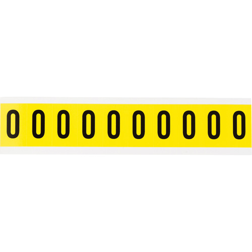 Brady 3430-0 &eacute;tiquettes de lettres et chiffres individuels repositionnables, 0, 1" h, Noir sur jaune