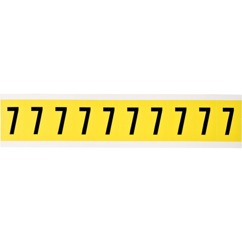 Brady 3430-7 Repositionable Individual Number and Letter Label, 7, 1" H, Black on Yellow