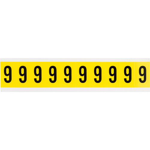 Brady 3430-9 &eacute;tiquettes de lettres et chiffres individuels repositionnables, 9, 1" h, Noir sur jaune