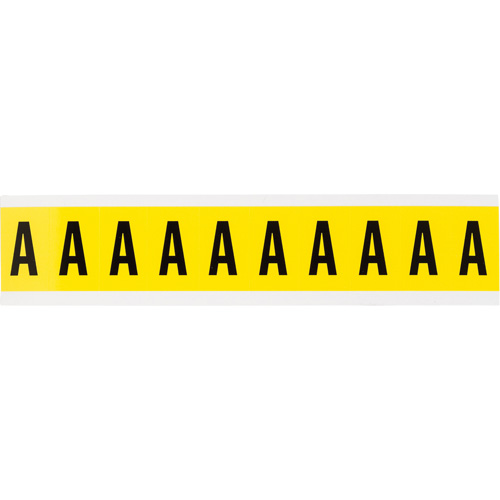Brady 3430-A Repositionable Individual Number and Letter Labels, A, 1" H, Black on Yellow
