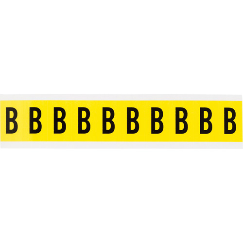 Brady 3430-B Repositionable Individual Number and Letter Labels, B, 1" H, Black on Yellow