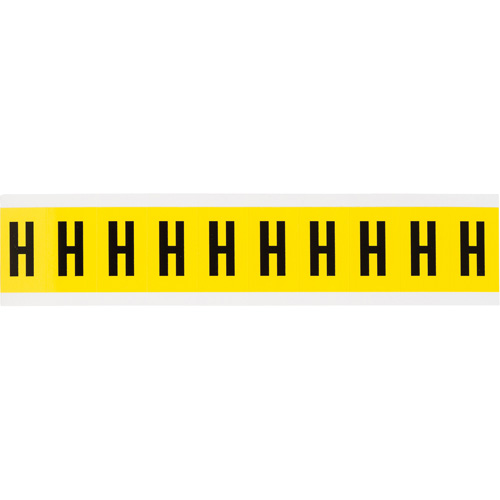 Brady 3430-H Repositionable Individual Number and Letter Labels, H, 1" H, Black on Yellow