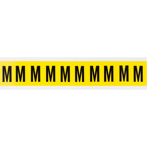 Brady 3430-M Repositionable Individual Number & Letter Labels, M, 1" H, Black on Yellow