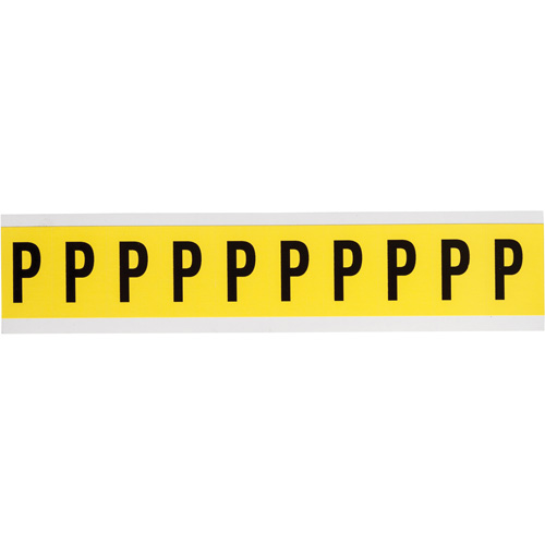 Brady 3430-P &eacute;tiquettes de lettres & chiffres individuels repositionnables, P, 1" h, Noir sur jaune