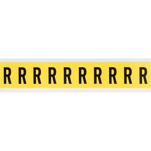 Brady 3430-R Repositionable Individual Number & Letter Labels, R, 1" H, Black on Yellow