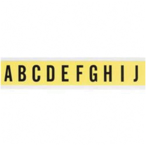 Brady 34340 Repositionable Individual Number and Letter Labels, A/B/C/D/E/F/G/H/I/J, 1" H, Black on Yellow