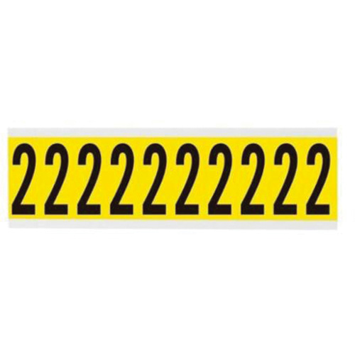 Brady 3440-2 Repositionable Individual Number and Letter Labels, 2, 2" H, Black on Yellow
