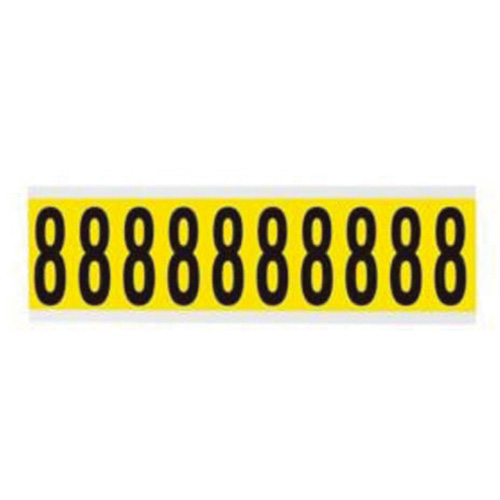 Brady 3440-8 Repositionable Individual Number and Letter Labels, 8, 2" H, Black on Yellow