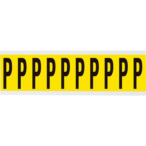 Brady 3440-P Repositionable Individual Number & Letter Labels, P, 2" H, Black on Yellow