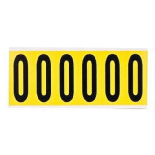 Brady 3450-0 Repositionable Individual Number and Letter Labels, 0, 3" H, Black on Yellow