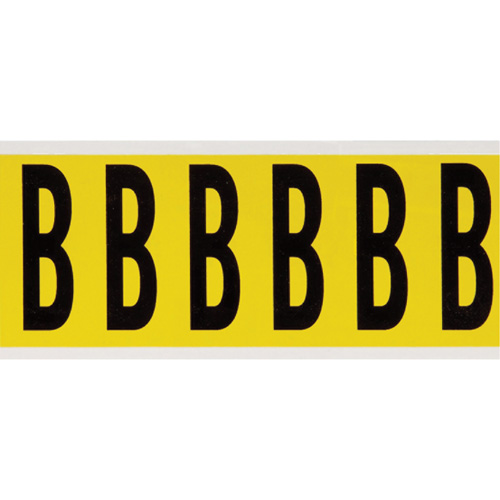 Brady 3450-B Repositionable Individual Number and Letter Labels, B, 3" H, Black on Yellow