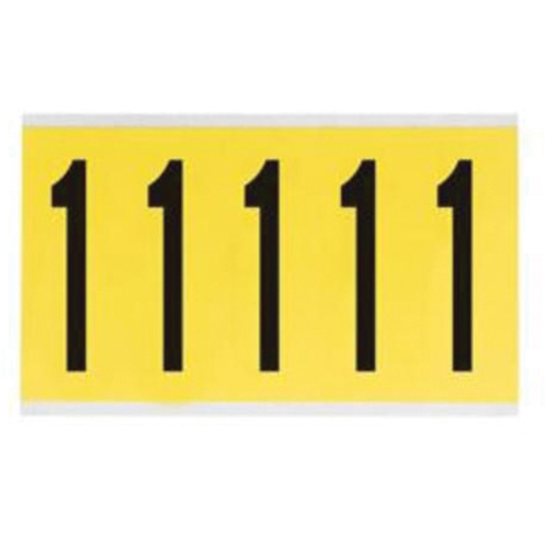 Brady 3460-1 Repositionable Individual Number and Letter Labels, 1, 4" H, Black on Yellow
