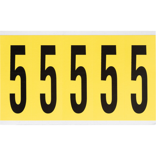 Brady 3460-5 Repositionable Individual Number and Letter Labels, 5, 4" H, Black on Yellow