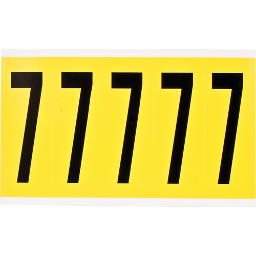 Brady 3460-7 &eacute;tiquettes de lettres et chiffres individuels repositionnables, 7, 4" h, Noir sur jaune