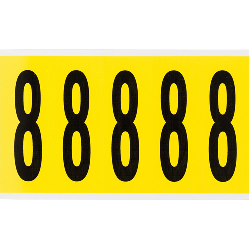 Brady 3460-8 Repositionable Individual Number and Letter Labels, 8, 4" H, Black on Yellow