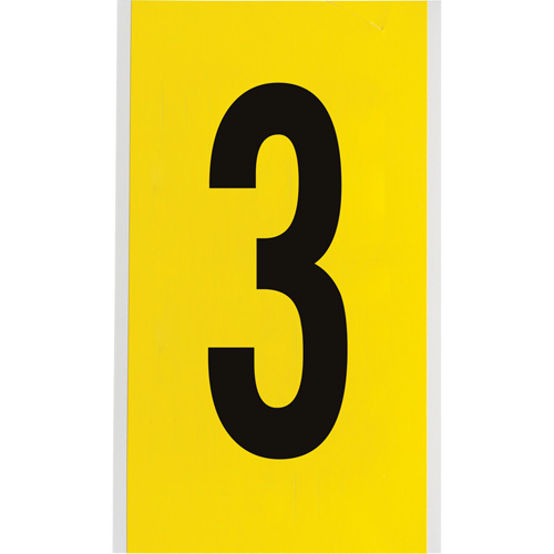 Brady 3470-3 Repositionable Individual Number and Letter Label, 3, 6" H, Black on Yellow