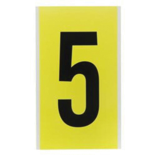 Brady 3470-5 Repositionable Individual Number and Letter Label, 5, 6" H, Black on Yellow