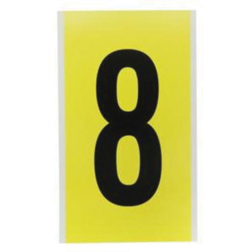 Brady 3470-8 Repositionable Individual Number and Letter Label, 8, 6" H, Black on Yellow