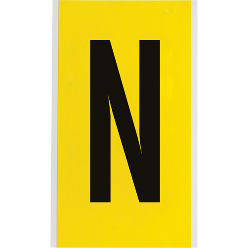 Brady 3470-N Repositionable Individual Number & Letter Label, N, 6" H, Black on Yellow