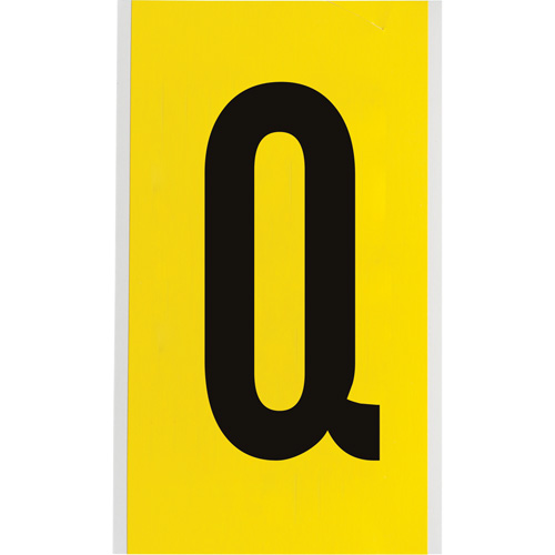 Brady 3470-Q Repositionable Individual Number & Letter Labels, Q, 6" H, Black on Yellow